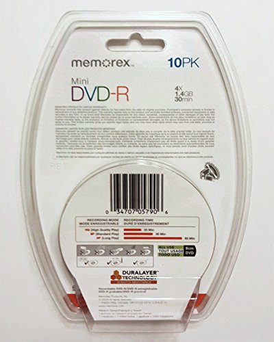 1.4GB Mini DVD-R Media, 10 pack