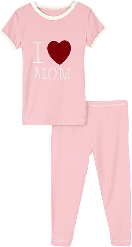 Two-Piece Applique Pajama Set with Short Sleeves