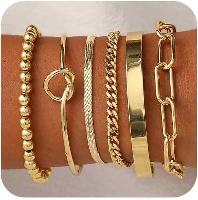Adjustable 14K Gold Bangle Bracelets for Women