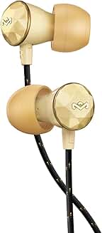 Large gold noise-canceling earbuds with microphone
