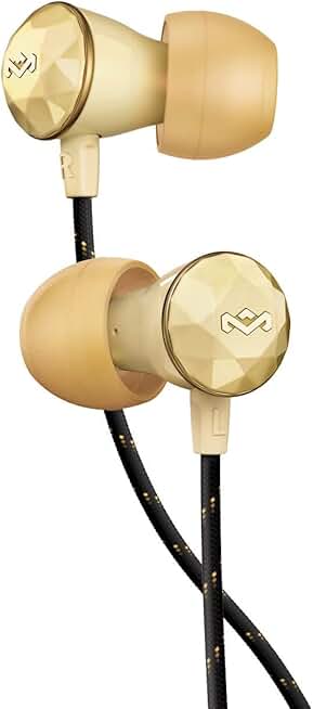Large gold noise-canceling earbuds with microphone