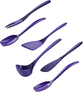 Set of 6 small purple melamine utensils
