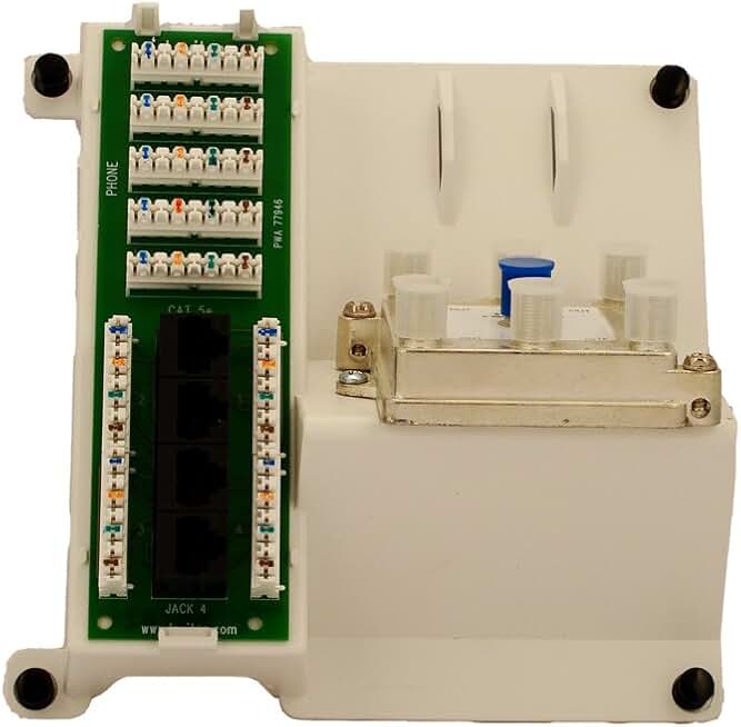 Compact 1x4 Phone/Data Board and 6-Way Video Splitter, White