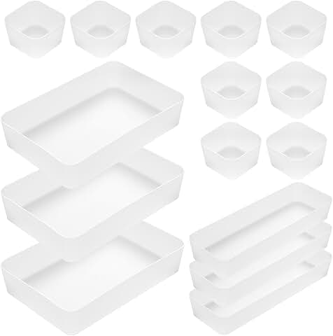 15-Piece Frosted Drawer Organizer Trays