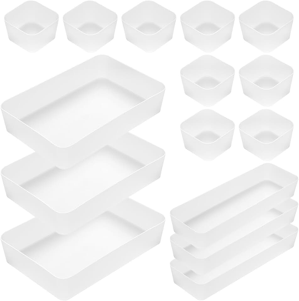 15-Piece Frosted Drawer Organizer Trays
