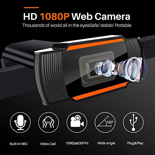 Webcam with Microphone, 1080P HD Streaming USB Computer Webcam for PC Video Conferencing/Calling/Gaming, Laptop/Desktop Mac, Skype/YouTube/Zoom/Facetime115