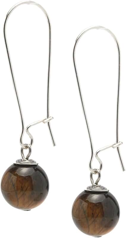 Handmade Women's Natural Gemstone Silver Drop Earrings