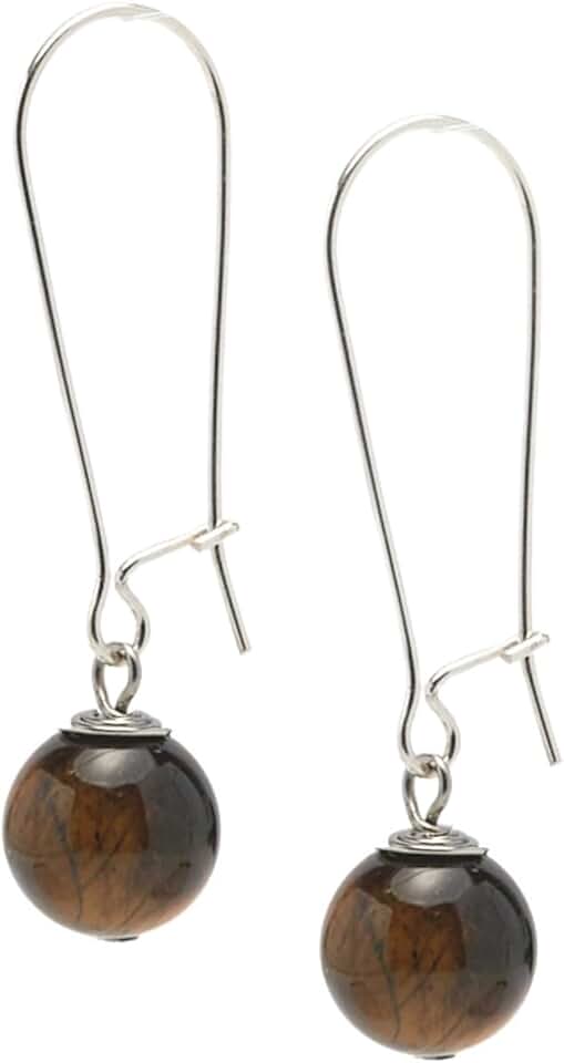 Handmade Women's Natural Gemstone Silver Drop Earrings