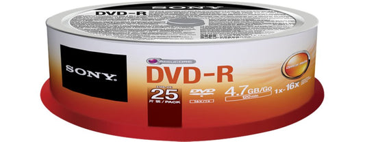 25DMR47SP 16x DVD-R 4.7GB Recordable DVD Media - 25 Pack Spindle