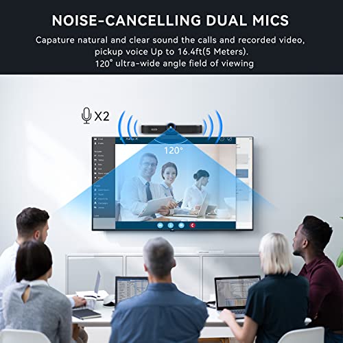 4K Webcam with Microphone and Speaker, 5X Digital Zoom ePTZ Video Conference Web Camera for Desktop with Privacy Cover 120 Wide View AI Auto Framing Streaming Webcam for Zoom,Skype
