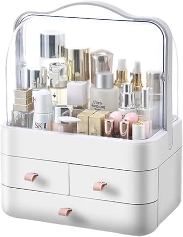 Dustproof makeup storage box with handle and waterproof lid