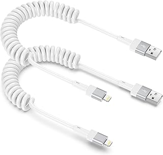 Coiled iPhone Charger Cable, 3FT, Fast Charging