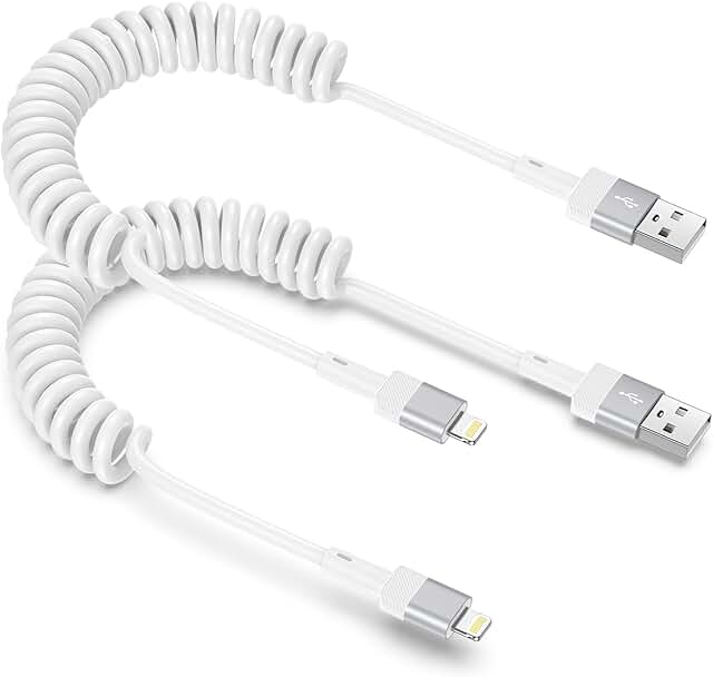 Coiled iPhone Charger Cable, 3FT, Fast Charging