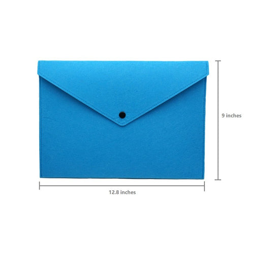 Blue Felt File Folder with Button Closure