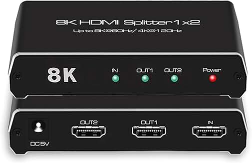 8K 60Hz HDMI Splitter 1x2 with 4K 120Hz Support