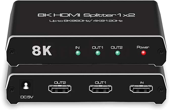 8K 60Hz HDMI Splitter 1x2 with 4K 120Hz Support