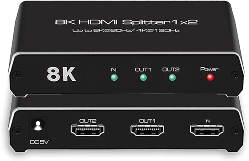 8K 60Hz HDMI Splitter 1x2 with 4K 120Hz Support