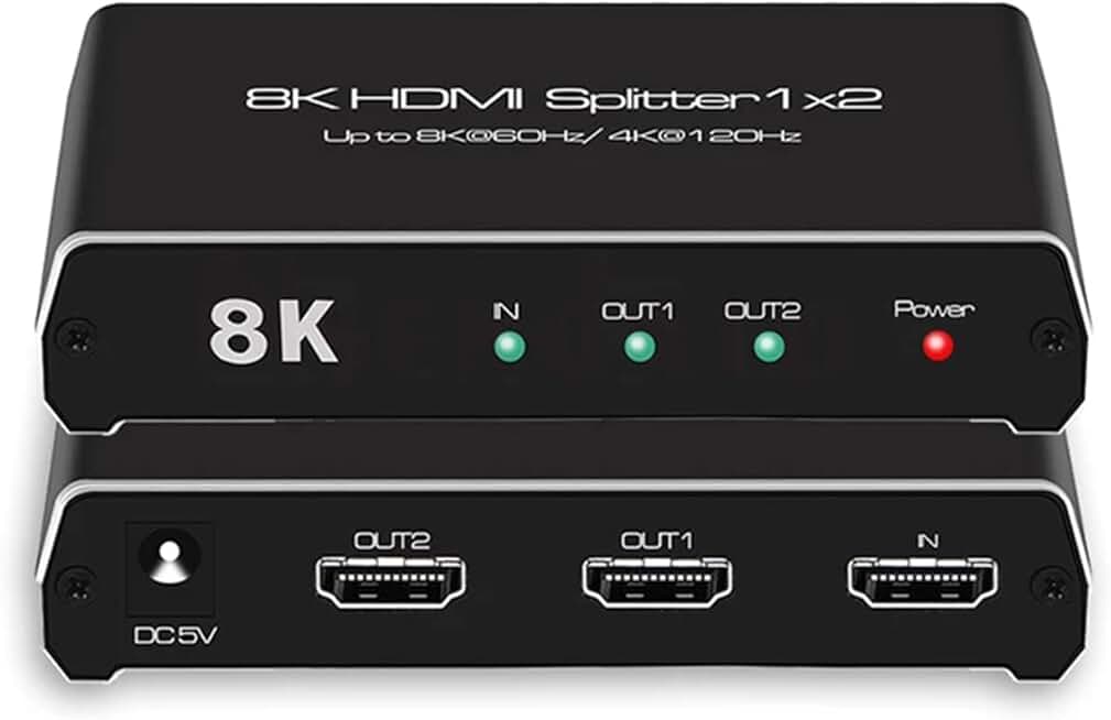 8K 60Hz HDMI Splitter 1x2 with 4K 120Hz Support