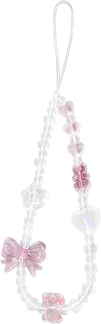 Beaded Phone Lanyard with Wrist Strap and Charms