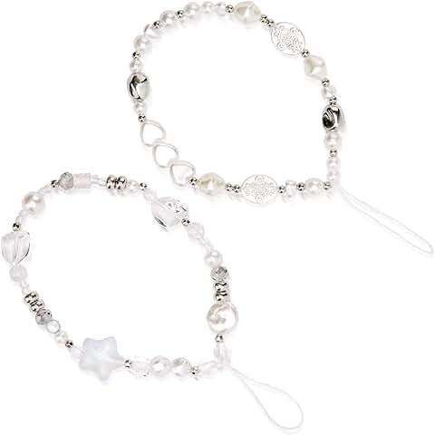 Two Beaded Camera Wrist Straps with Pearls and Crystals