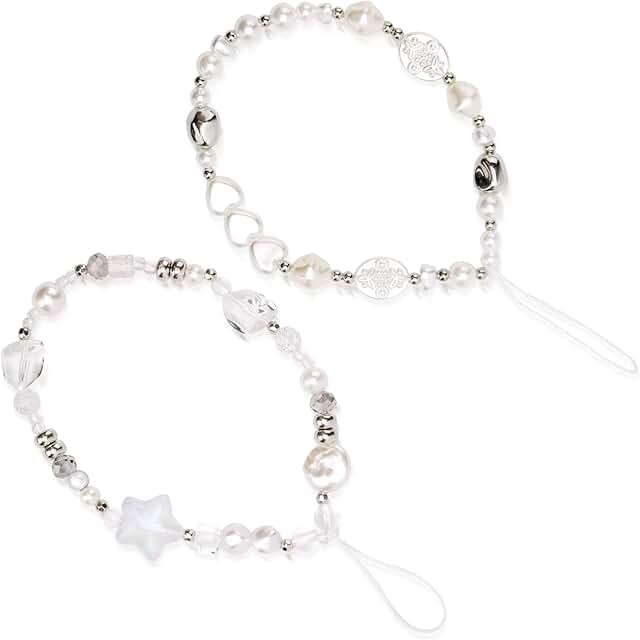 Two Beaded Camera Wrist Straps with Pearls and Crystals