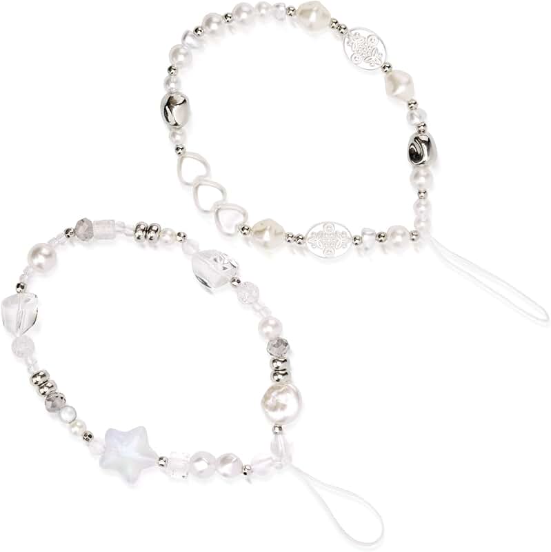 Two Beaded Camera Wrist Straps with Pearls and Crystals