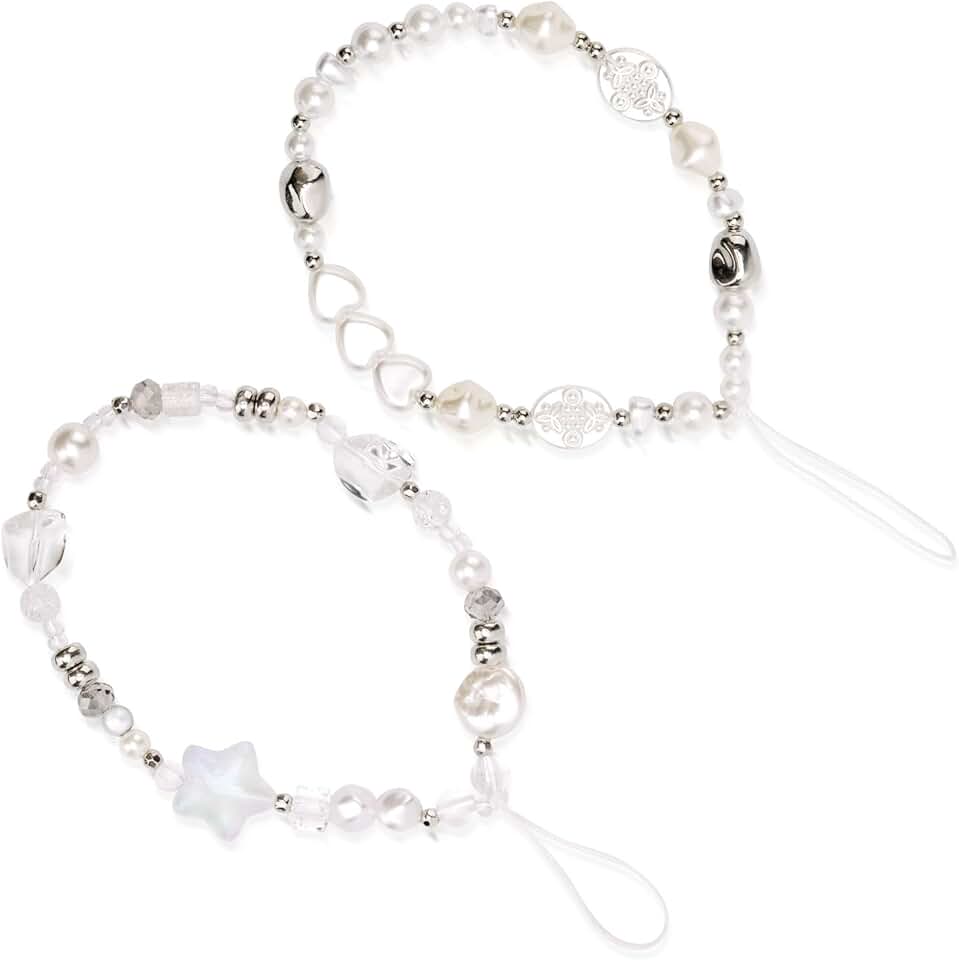 Two Beaded Camera Wrist Straps with Pearls and Crystals