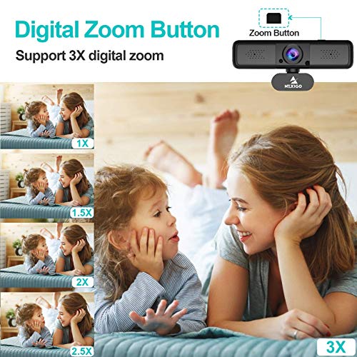 N650 2K 4MP Zoomable Webcam with Privacy Cover & Dual Microphone, 3X Digital Zoom, 95-Degree Viewing, Quad HD Business USB Camera for Online Class, Zoom Skype Facetime OBS Teams