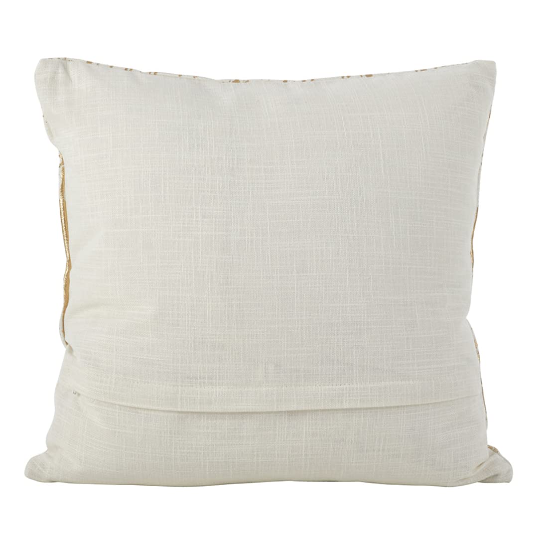 Distressed Metallic F Design Cotton Throw Pillow Cover 27 x 27 Inch  Gold Throw Pillow for Couch, Living Room and Bedroom Dcor