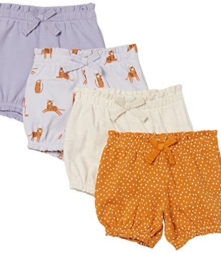 Baby Girls' Bloomer Shorts, Pack of 4, 4-Pack Lilac Big Cats, 24 Months