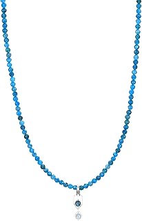 Blue Apatite Beaded Necklace with Shield Pendant
