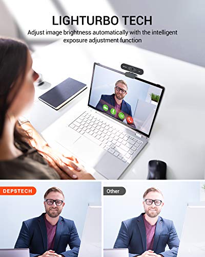 Webcam with Microphone, 1080P HD Webcam with Auto Light Correction for Desktop/Laptop, Streaming Computer USB Web Camera for Video Conferencing, Teaching, Streaming, and Gaming-D04