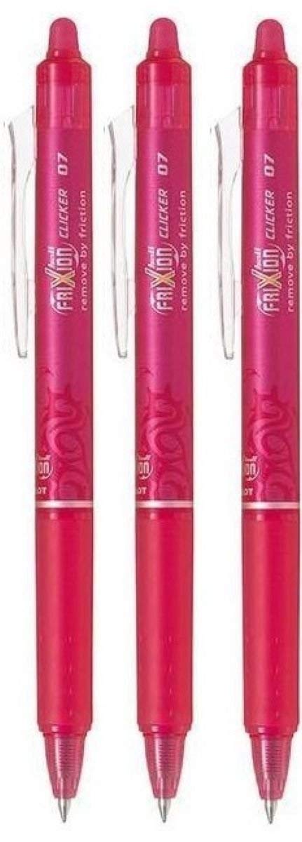 Pink Erasable Fine Tip Retractable Pens, Pack of 3