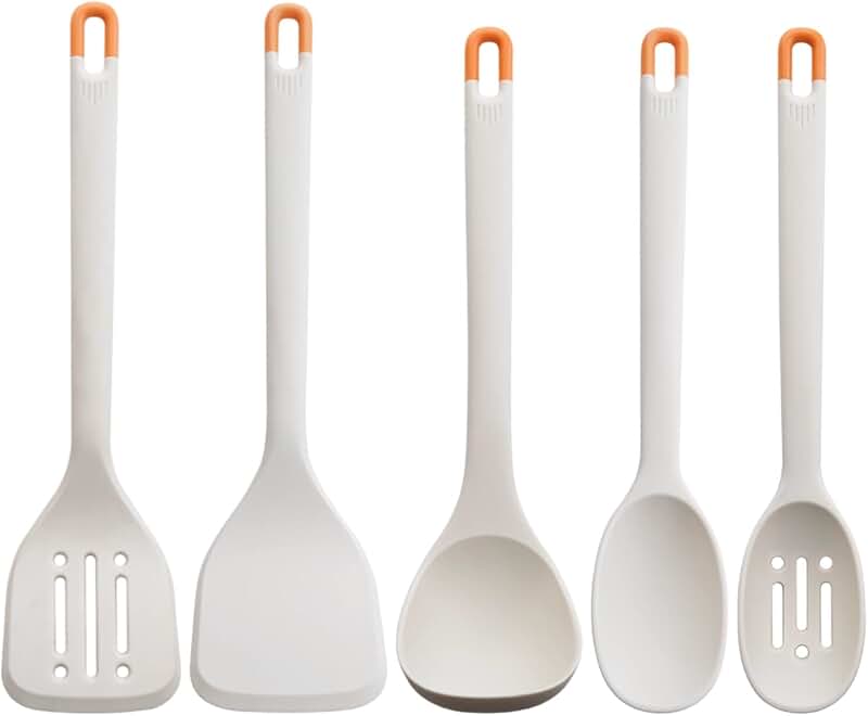 5-Piece Red Silicone Cooking Utensil Set