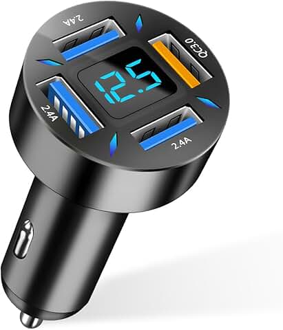 4-Port USB C Car Charger with Fast Charging
