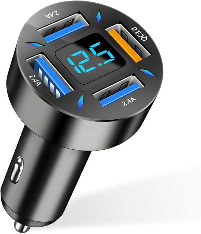 4-Port USB C Car Charger with Fast Charging