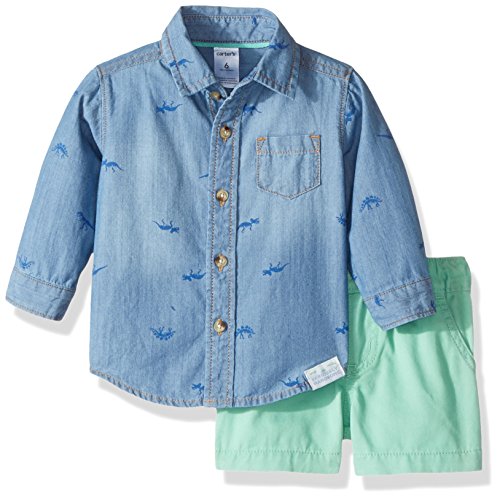 Carter s Baby Boy Collection 2pc Chambray Green Short, Denim, 3 Months