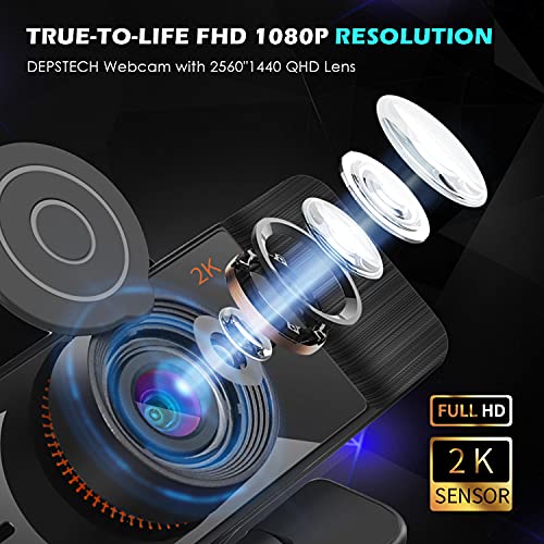 Webcam HD 1080P Web Camera, Streaming Camera with Cover Microphone Wide Angle for Recording, Calling, Conferencing, Gaming