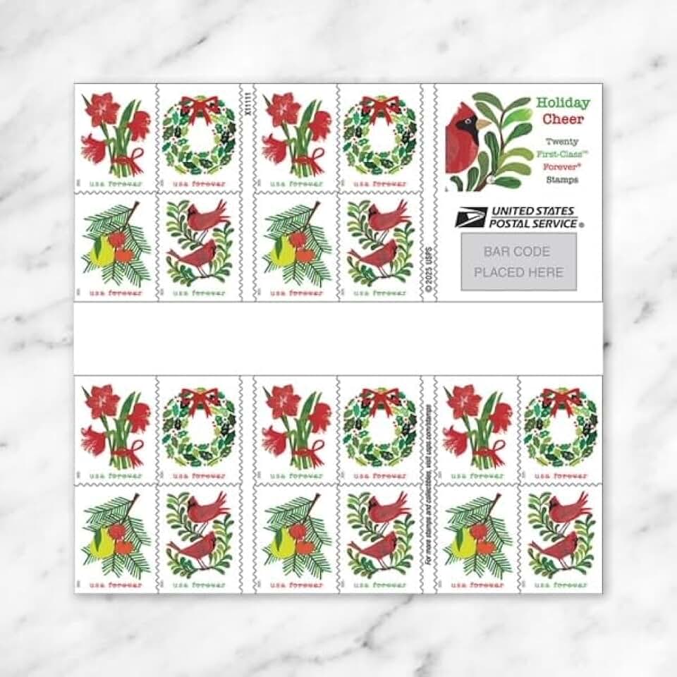 Holiday Cheer 2025 Postage Stamps (20)