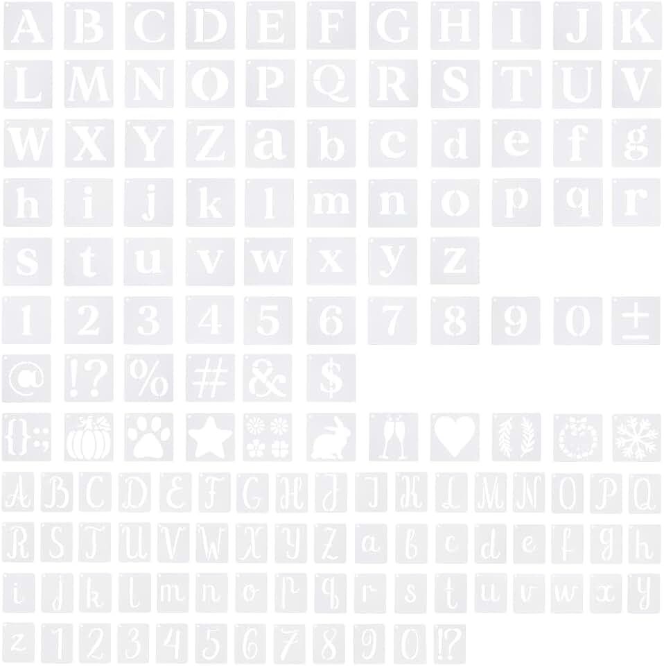 Small Letter and Number Stencils for Painting, 143 Pieces