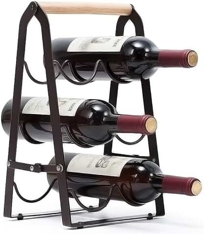 6-Bottle Wooden Wine Rack for Countertop or Cabinet