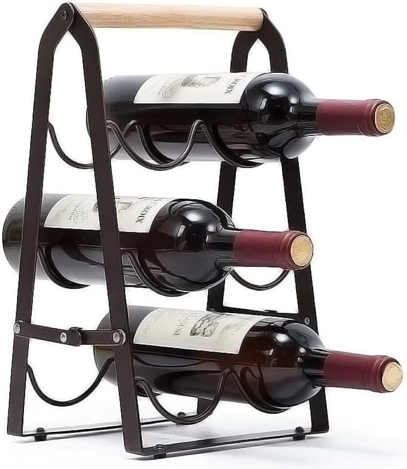 6-Bottle Wooden Wine Rack for Countertop or Cabinet