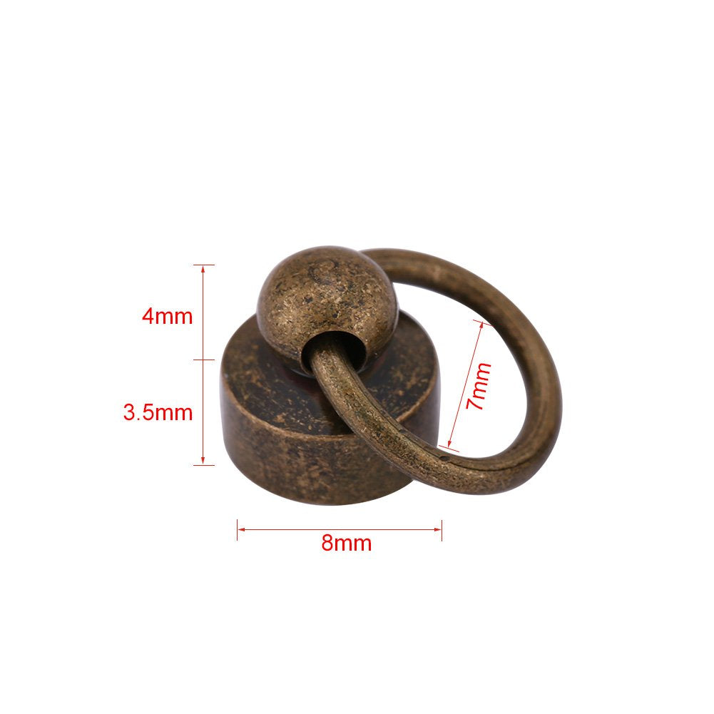 20pcs 8mm Bronze Chain Bag Rivets and Screws Set