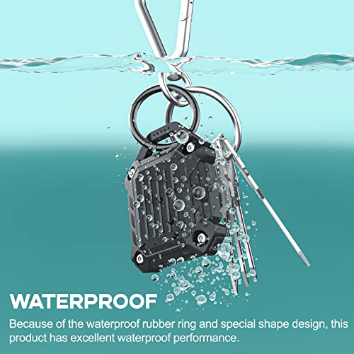 '- Waterproof Airtag Keychain Holder Case,Screw Full Cover Compatible with Apple Air Tag Tracker Key Ring (Black 2Pack)