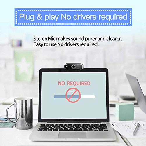 PC Webcam : 1080P Full HD Webcam USB Desktop & Laptop Webcam Live Streaming Webcam with Microphone Widescreen HD Video Webcam 90-Degree Extended View for Video Calling (HD Webcam)