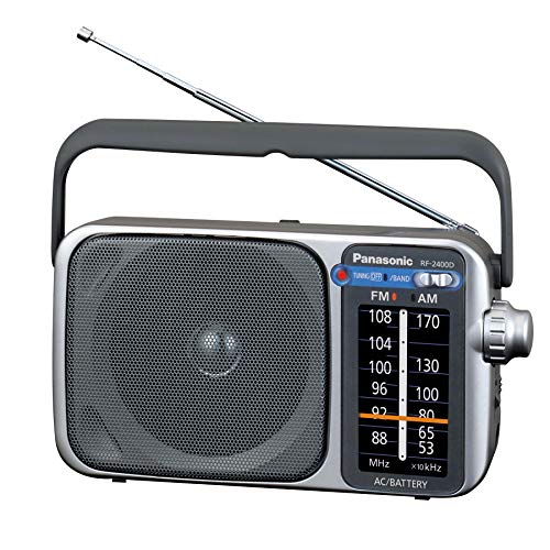 Portable AM/FM Analog Radio, Battery and AC Powered, Silver