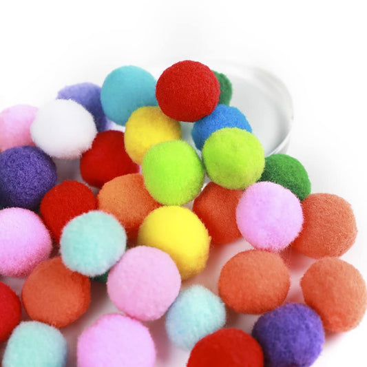 100 Multicolor 3cm Fuzzy Pom Poms