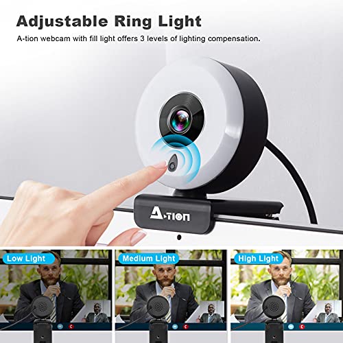 1080P Full HD Webcam, Streaming Webcam with Microphone,Web Camera with Light, H.264 Webcam,Plug and Play USB Webcam for Zoom Meeting Skype Teams, PC Mac Laptop Desktop Computer and FaceTime