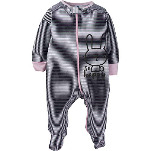 Baby Girls' 4 Pack Sleep 'N Play Footie, Bunny Smiley, 3-6 Months