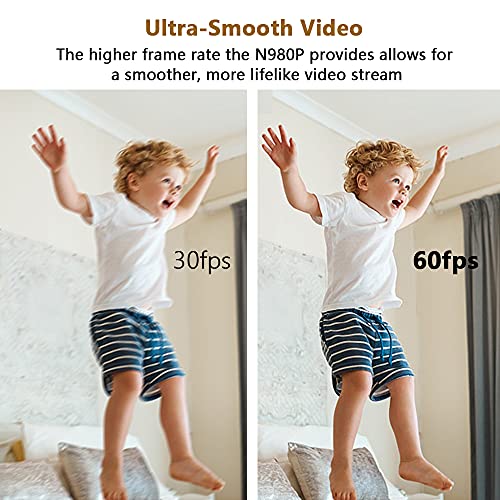 60FPS 1080P Webcam Kits, N980P HD Web Camera with Microphone, 120 Degrees Wide-Angle, Software Control, Enhanced Video Conference Lighting Kit with Webcam Style Clip, for Zoom/Skype/Teams